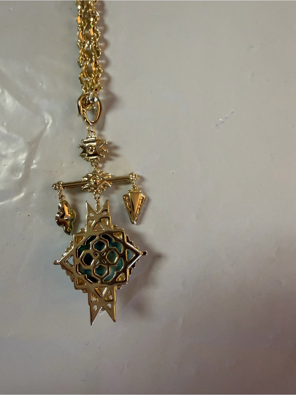 Kendra Scott Gold-Tone Layered Necklace with Turquoise Blue Stone - Picture 4 of 6